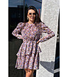 Бежова рокля с лилав флорален принт Gerasin-4 снимка