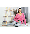 Дамски ажурен пуловер Gloris в розов нюанс-4 снимка