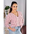 Дамски ажурен пуловер Gloris в розов нюанс-2 снимка