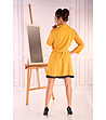 Жълта рокля с черен дантелен кант Jentyna-1 снимка