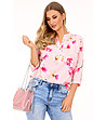 Розова дамска блуза с флорален принт-0 снимка