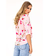 Розова дамска блуза с флорален принт-1 снимка