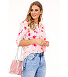 Розова дамска блуза с флорален принт-2 снимка