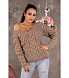 Дамски пуловер Manesa в цвят мока-0 снимка