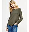 Дамски пуловер Zena в цвят маслина-0 снимка