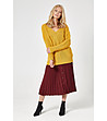 Дамски пуловер в цвят горчица с мохер и вълна Hestia-2 снимка