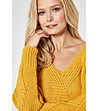 Дамски пуловер в цвят горчица с мохер и вълна Hestia-3 снимка