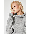 Сив дамски пуловер от мохер и вълна с качулка Fiorella-3 снимка