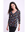 Ефектна дамска многоцветна блуза Denni с яка-0 снимка