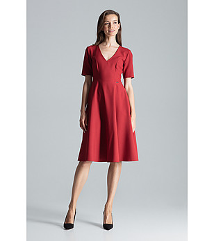 Червена разкроена рокля Vita снимка