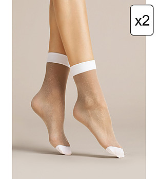 Комплект от 2 чифта чорапи в бежово и бяло Bianco 20 DEN снимка