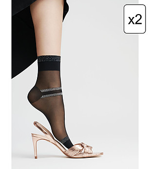 Комплект от 2 чифта къси чорапи в черно Carmen снимка
