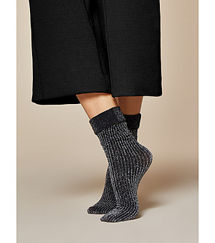 Къси дамски чорапи в черно и сребристо 40 DEN снимка