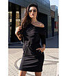 Черна рокля с джобове Ponitama-4 снимка