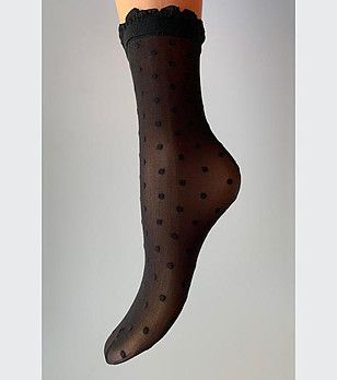 Прозрачни дамски черни чорапи на точки Myriam 30 DEN снимка