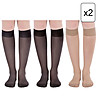 Комплект от 6 чифта 3/4 чорапи в бежово, черно и графит Elastil 15 DEN-0 снимка