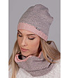 Дамски комплект от шапка и шал в розово и сиво Jana-1 снимка