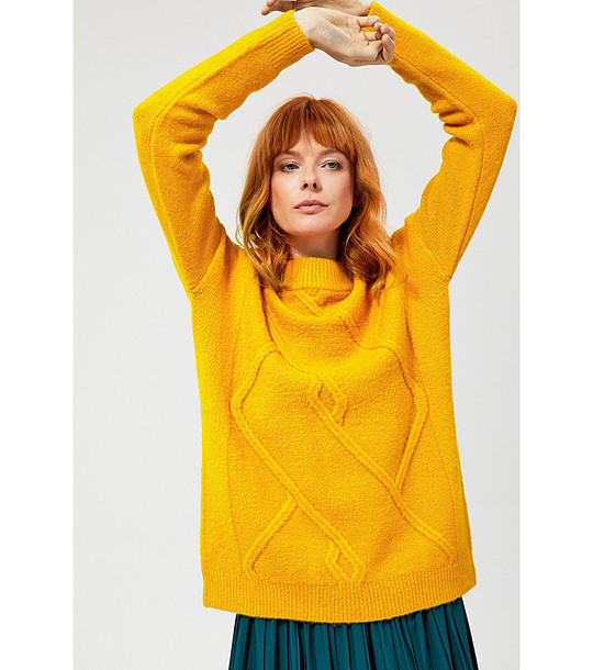 Дамски пуловер в нюанс на горчица Daysie снимка