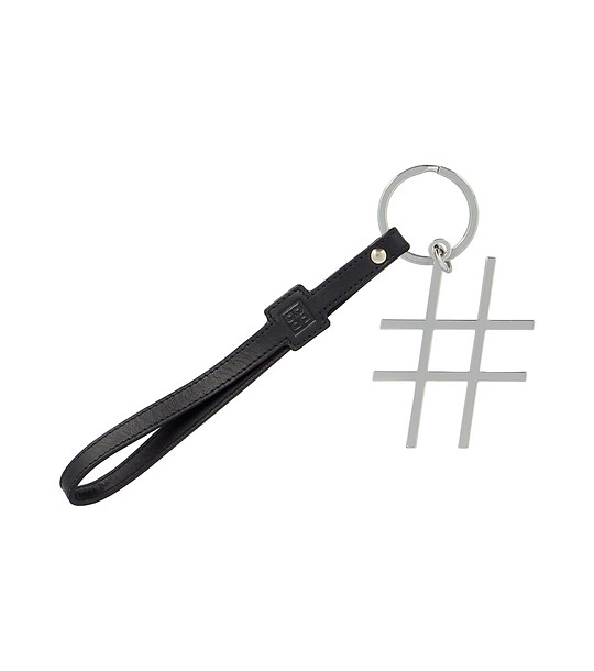 Черен кожен ключодържател Hashtag снимка