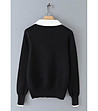 Ефектен дамски пуловер в черно и бяло Isadora-1 снимка