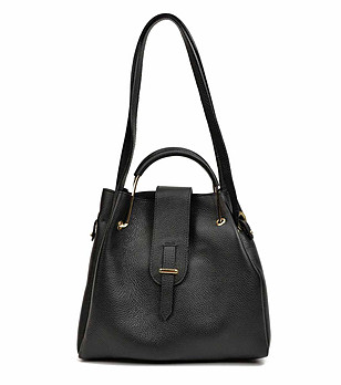 Дамска кожена чанта в черно Eriona снимка