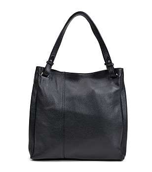 Дамска чанта от естествена кожа в черно Merina снимка