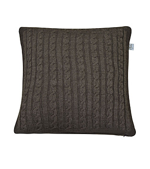 Тъмнокафява плетена калъфка за възглавница 45х45 см снимка