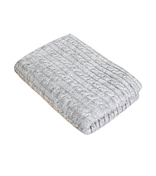 Светлосиво плетено одеяло с вълна 140х180 см снимка