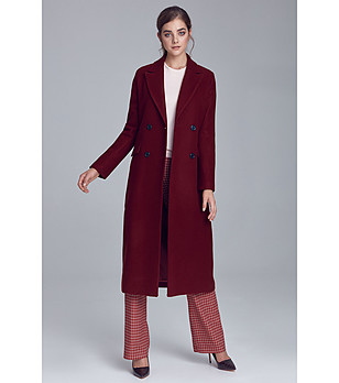 Дамско палто в бордо Roni снимка