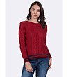 Дамски пуловер в бордо с памук Lexa-0 снимка