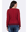 Дамски пуловер в бордо с памук Lexa-1 снимка
