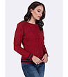Дамски пуловер в бордо с памук Lexa-2 снимка