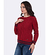 Дамски пуловер в бордо с памук Lexa-3 снимка