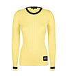 Жълт дамски памучен пуловер с черни кантове Dita-0 снимка