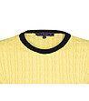 Жълт дамски памучен пуловер с черни кантове Dita-2 снимка