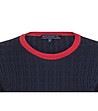 Тъмносин дамски памучен пуловер с червени кантове Dita-2 снимка