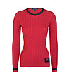 Червен дамски памучен пуловер с черни кантове Dita-0 снимка