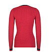 Червен дамски памучен пуловер с черни кантове Dita-1 снимка