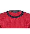 Червен дамски памучен пуловер с черни кантове Dita-2 снимка