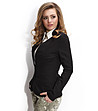 Черно дамско сако с памук -1 снимка