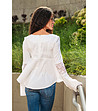 Бяла дамска памучна блуза с дантела-1 снимка