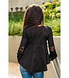 Черна дамска памучна блуза с дантела-1 снимка