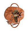 Дамска кожена чанта в цвят коняк Simana-3 снимка