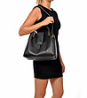 Дамска кожена чанта в черно Eriona-4 снимка