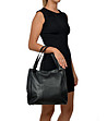 Дамска чанта от естествена кожа в черно Merina-4 снимка