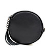 Черна дамска кръгла чанта от естествена кожа Mina-0 снимка