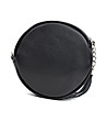 Черна дамска кръгла чанта от естествена кожа Mina-1 снимка