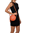 Оранжева дамска кръгла чанта от естествена кожа Mina-4 снимка