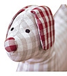 Карирана памучна играчка в червено и екрю Pillow Dog-1 снимка
