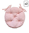 Комплект от 2 кръгли памучни възглавници Bella на каре в розово и бяло-0 снимка